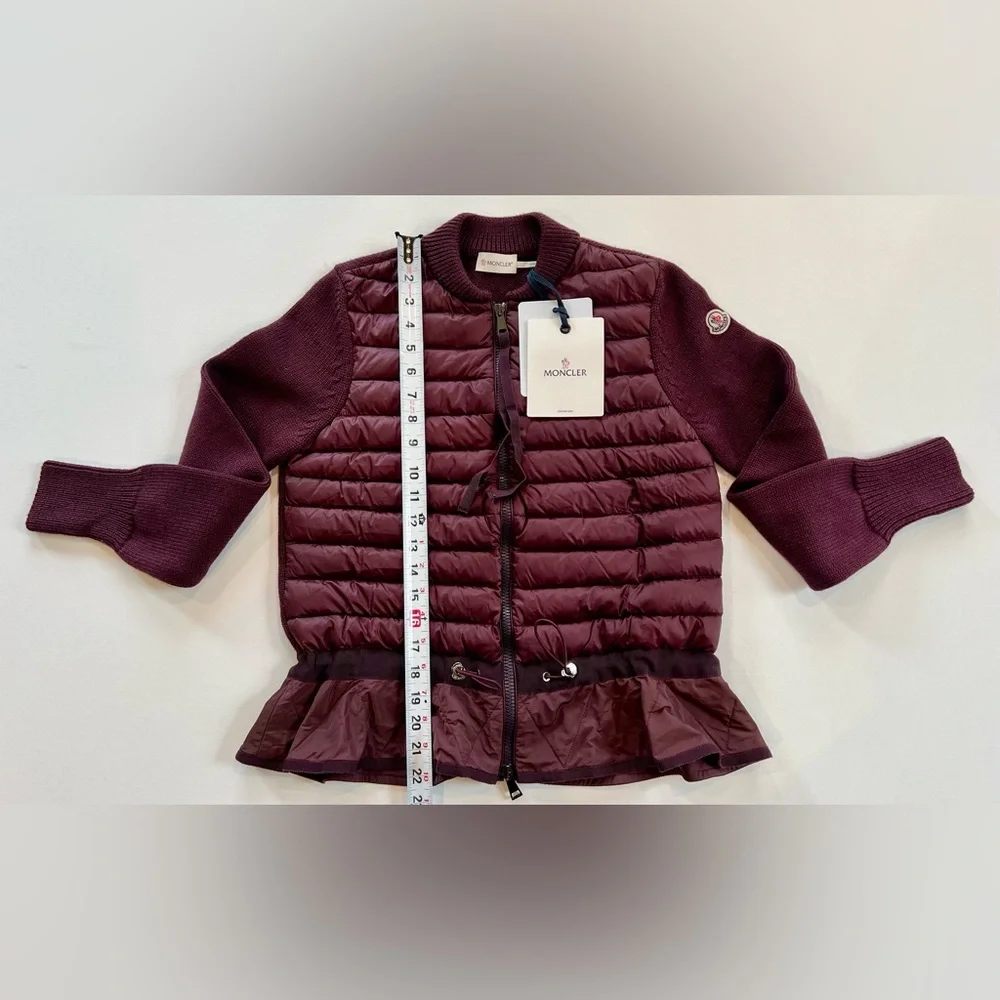 Moncler Burgundy Lightweight Puffer Cardigan Size Small - Picture 8 of 11